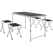 Tavolo da Camping Pieghevole con 4 Sedie ¨C zephmum ¨C Nero 120x60x55-70 cm
