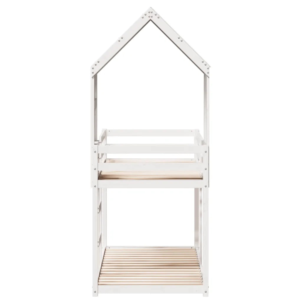 Letto a Castello con Tetto Bianco 90x200 cm in Legno di Pino 3282001