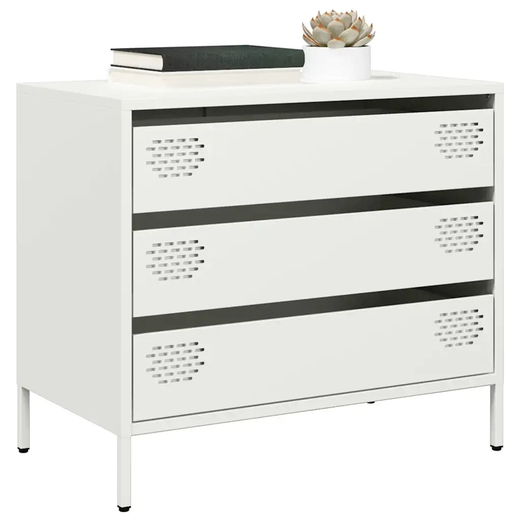 Credenza Bianca 68x39x58,5 cm in Acciaio Laminato a Freddo