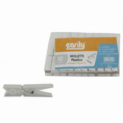 Trade Shop - Set 30pz Mollette In Plastica Pinze Bucato Panni Antiruggine Grandi Bianco 69499 -