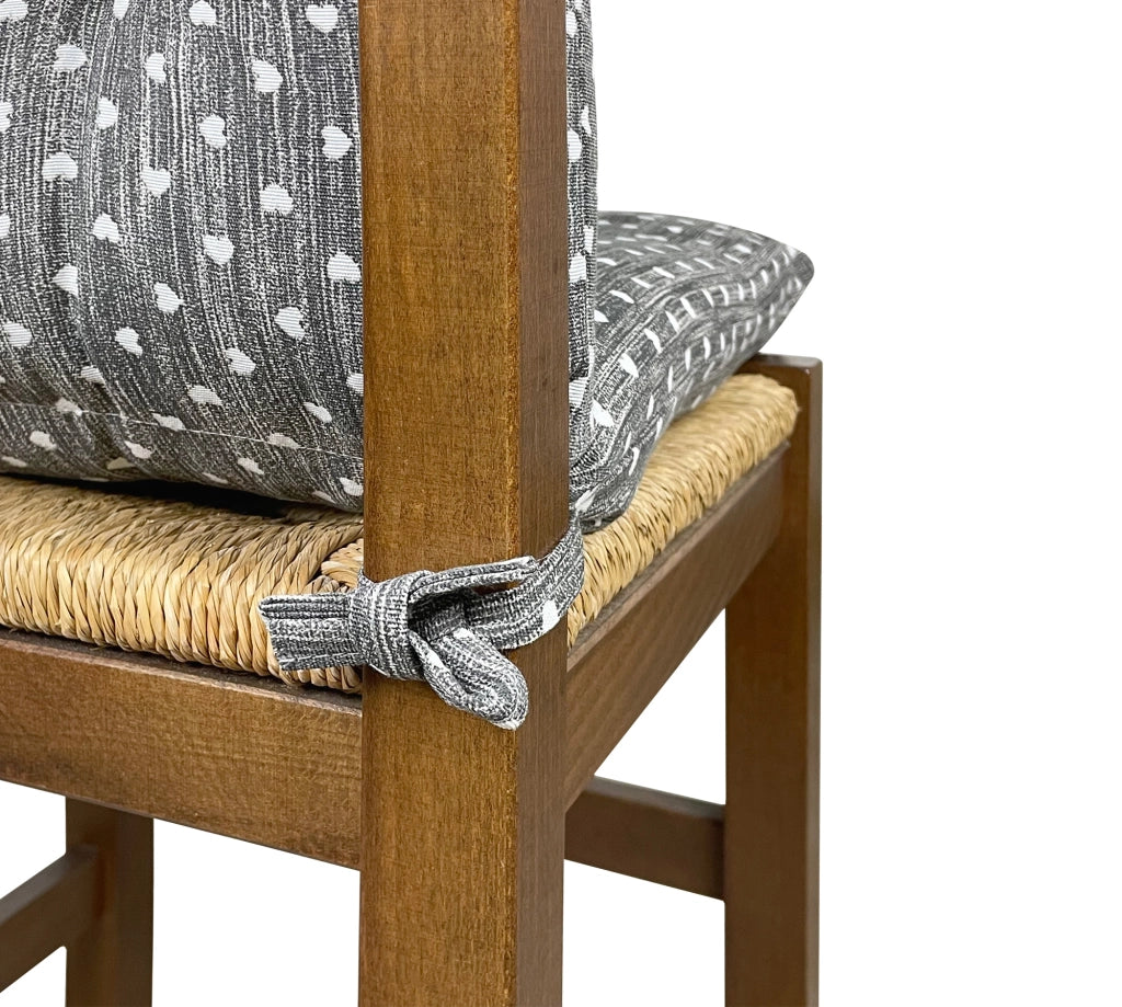 Set Cuscini Sedia Con Schienale Imbottiti Con Laccetti Banda Elastica 40 x 80 Cm CuoricinoPiombo - 2 Pezzi