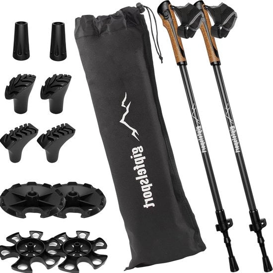 Wand stecchi telescopici con borsa - Nero luce regolabile - Stanghe da Nordic Walking