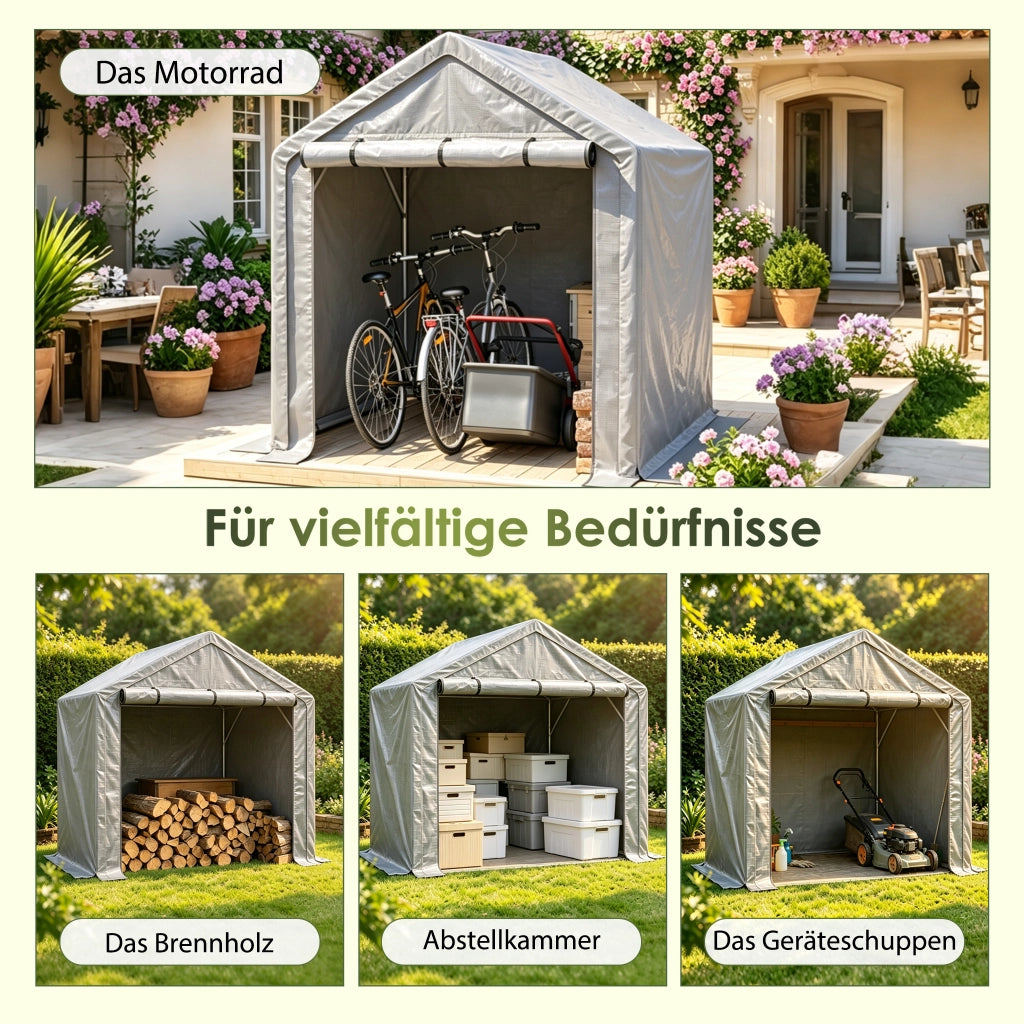 GARAGE TENDATO per biciclette 190x170x200 cm metallo grigio scuro