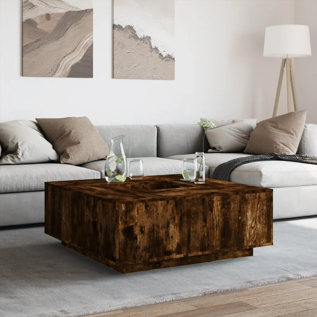 Tavolino da Salotto Rovere Fumo 100x100x40 cm Legno Multistrato 3284053