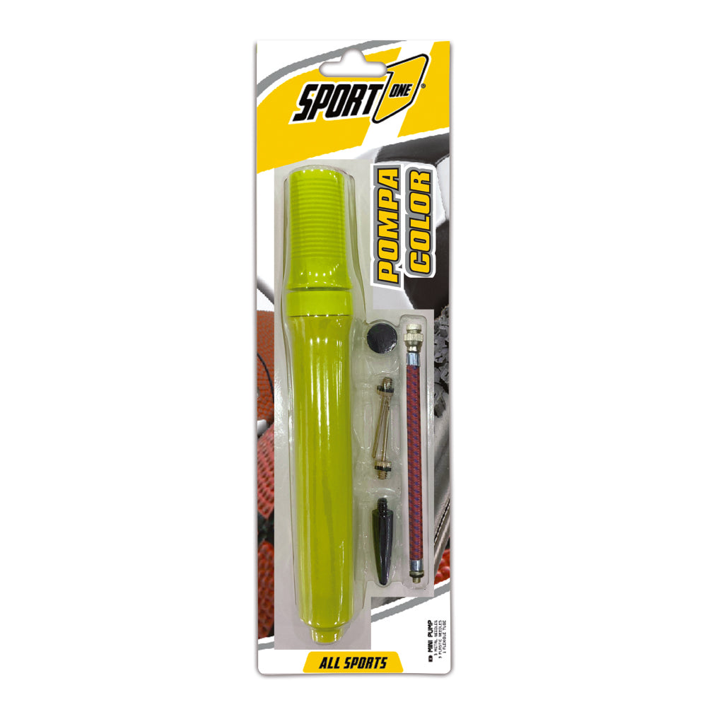 Gonfiatore Pompa a Doppia Azione Design Compatto per Gonfiaggio Veloce per Bici e Palloni Giallo