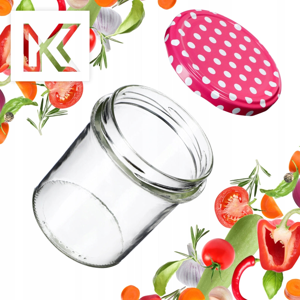 KADAX Avila barattoli di vetro 350ml 50pz 82mm + coperchio "Piselli rosa"
