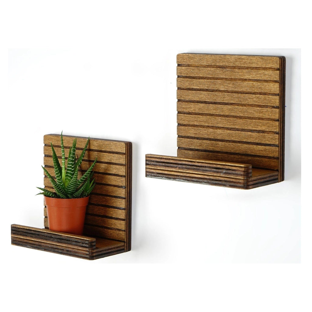 Soglio, Mensola 2 Ripiani, 13x7x13h cm Marrone Naturale