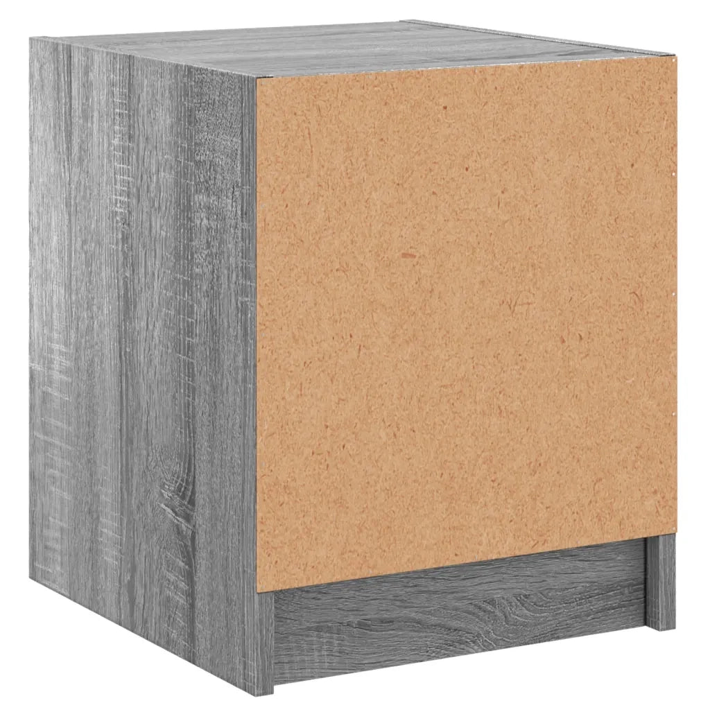Comodino con Anta in Vetro-Tavolino da notte Grigio Sonoma 35x37x42 cm
