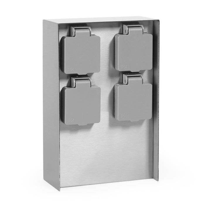 Colonna multipresa da giardino, 4 prese 230V, acciaio, IP44, Palo presa multipla esterno