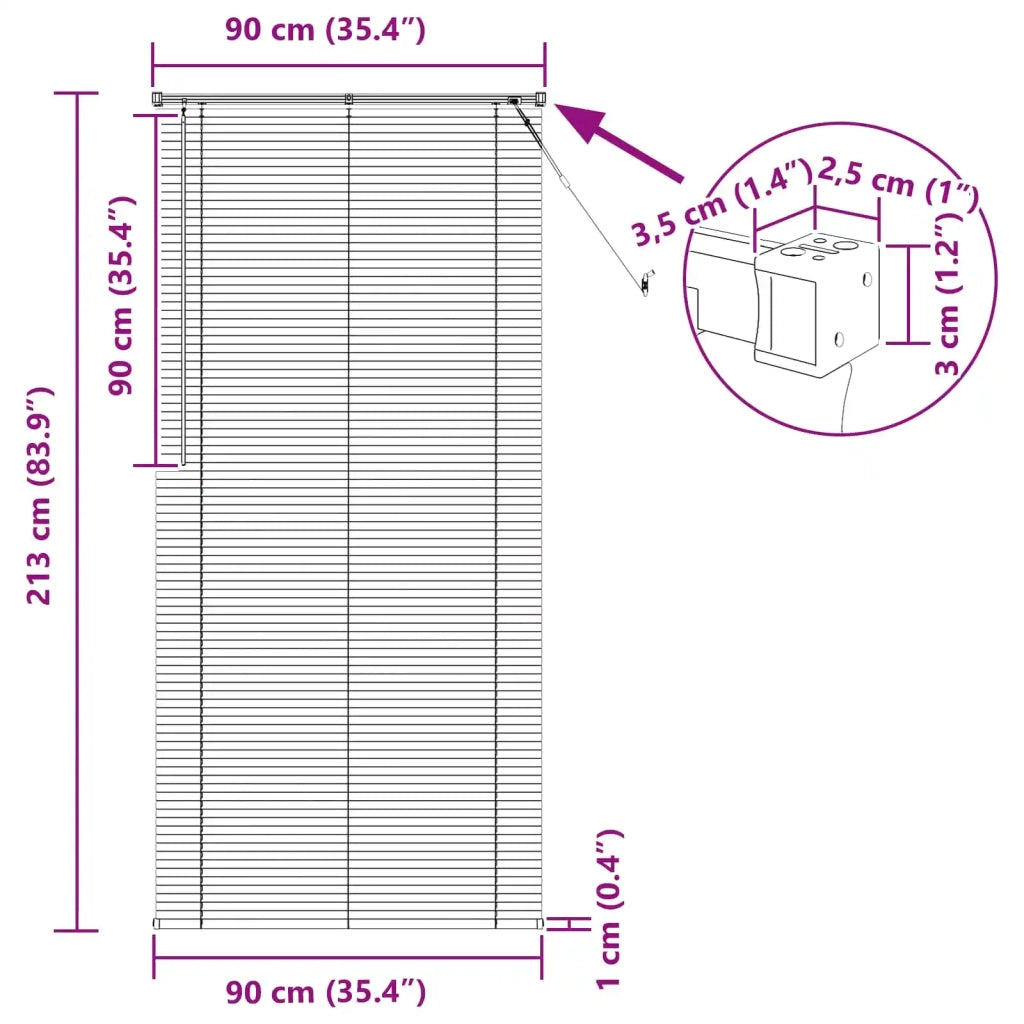 Tenda Veneziana Marrone Scuro con Motivo 213 x 90 cm PVC 42003802