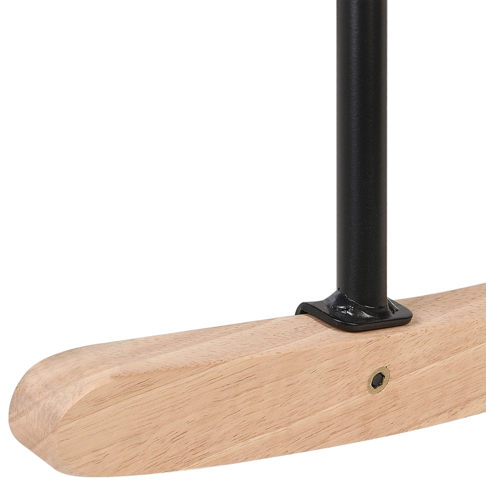 Sedia a dondolo Tessuto poliestere celeste Rivestimento gambe in legno Pattini moderni