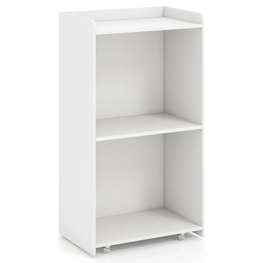 Supporto per laptop con ruote 57,5 ​​x 37 x 105 cm con 2 ripiani e ruote bloccabili in legno bianco 20_0020734