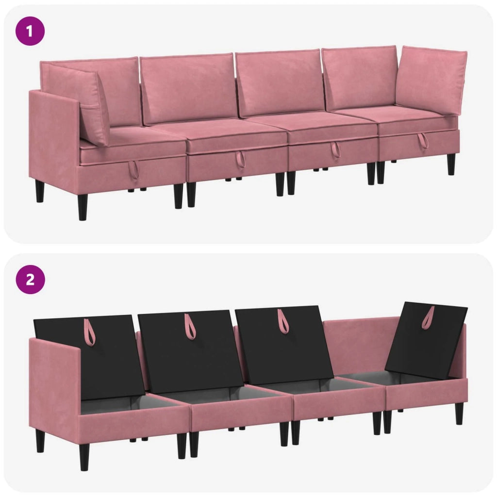 Set di mobili per il soggiorno con cuscino 4 pcs Rosa Velluto