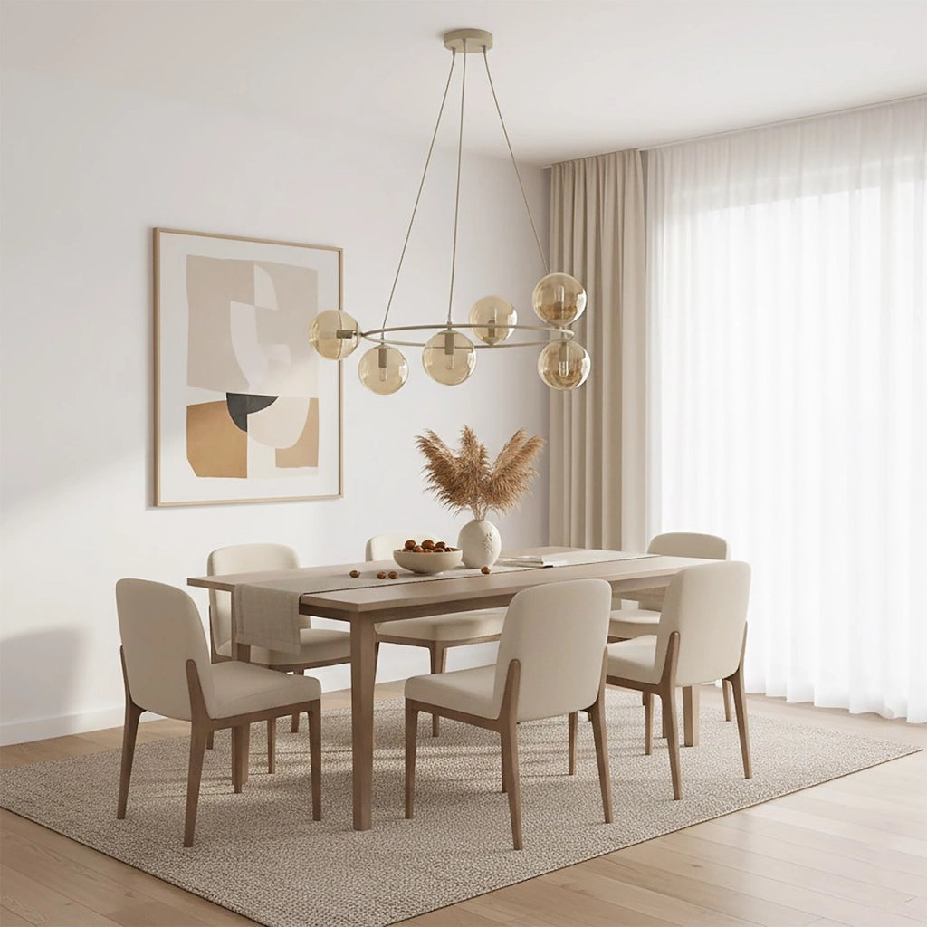 Lampada a sospensione AZURA in acciaio beige e vetro ambrato