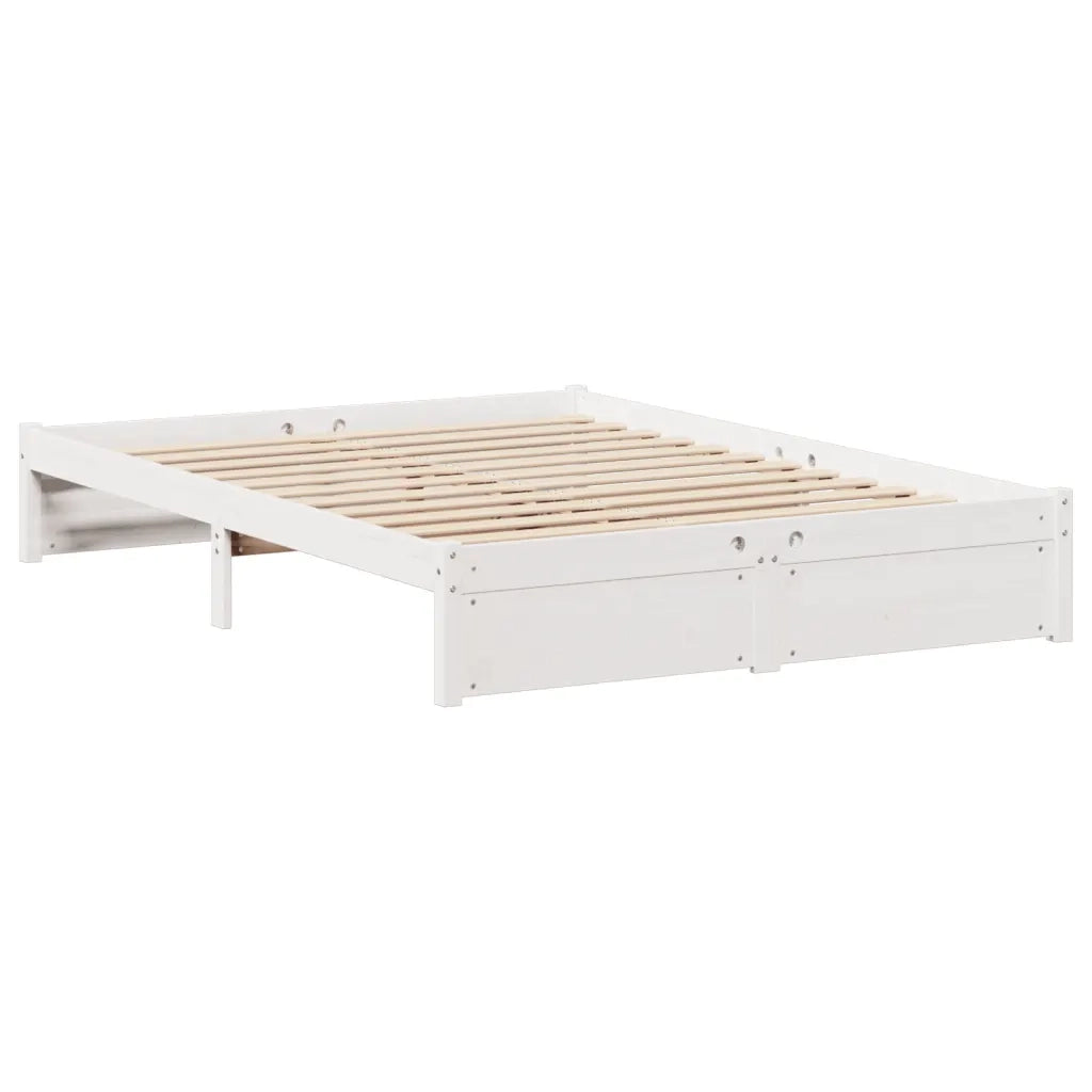 Letto Libreria senza Materasso-Struttura Letto con contenitore Bianco 150x200 cm Legno di Pino 540893