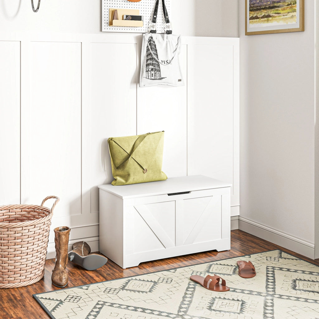 Pouf Contenitore con Coperchio ¨C Zephmum ¨C Bianco 80x40x45 cm