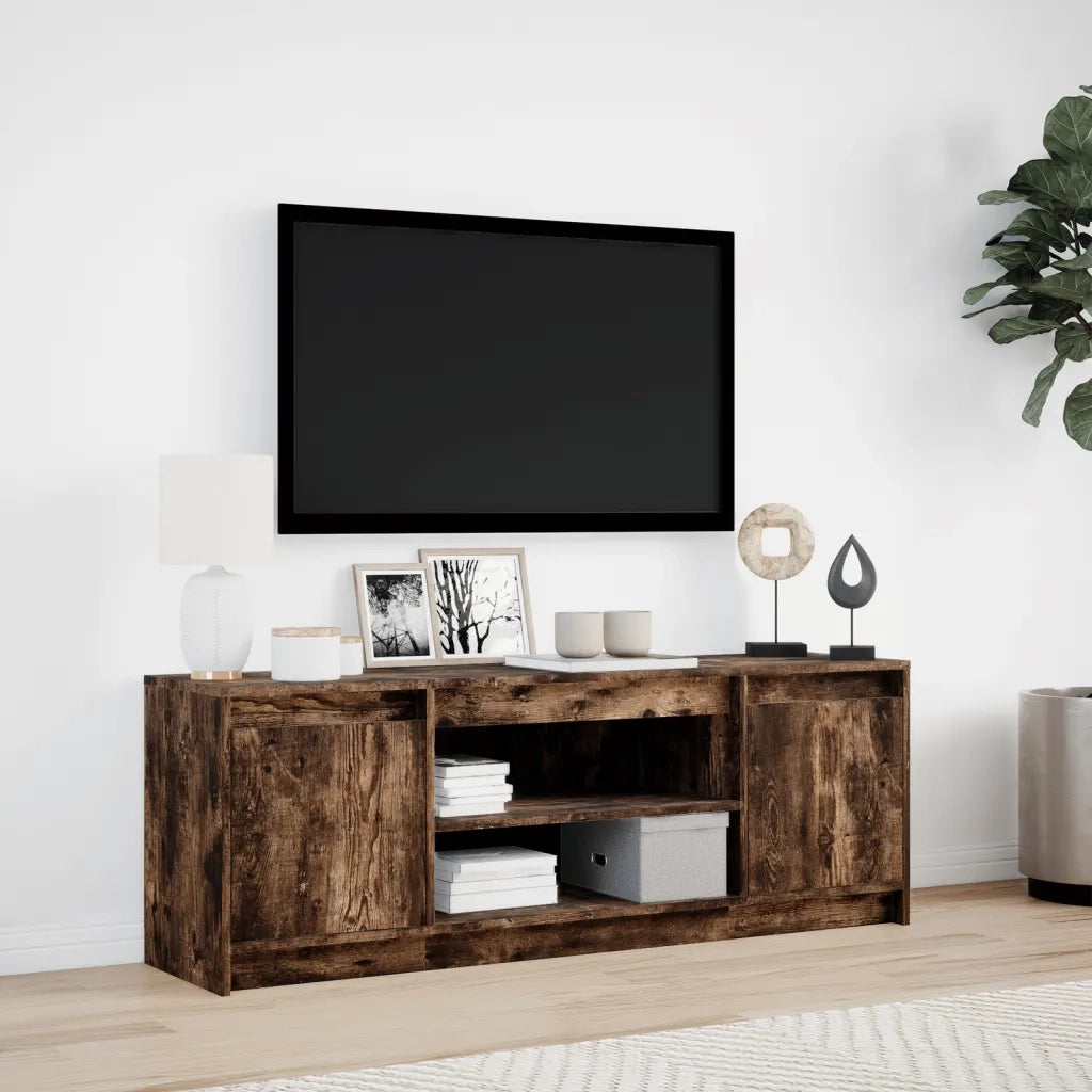 Mobile Porta TV con LED Rovere Fumo 139,5x34x50cm in Truciolato 852198