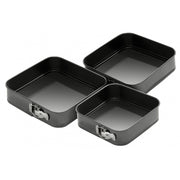 Trade Shop - 3 Tortiere Quadrate Tortiera A Cerniera Removibile Antiaderente Misure 22 24 26 -