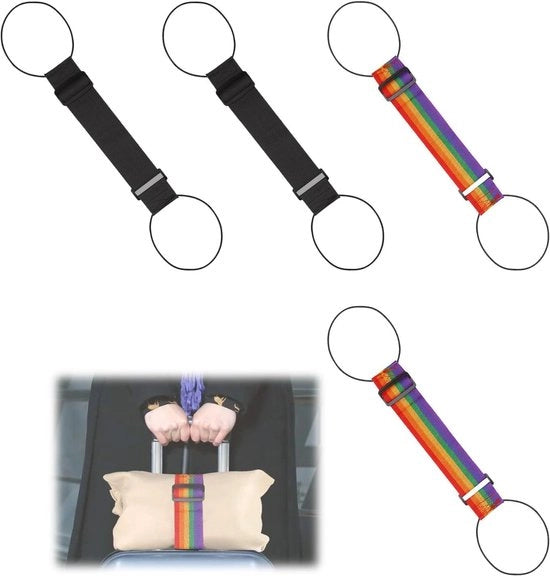 Set di 4 cinture di fissaggio elastico per bagagli - Cintura per bagagli regolabile - Cintura per bagagli portatile per borse - Nero e colorato