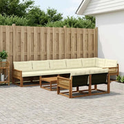 Set di divani da esterno con cuscino 9 pcs Naturale e Crema