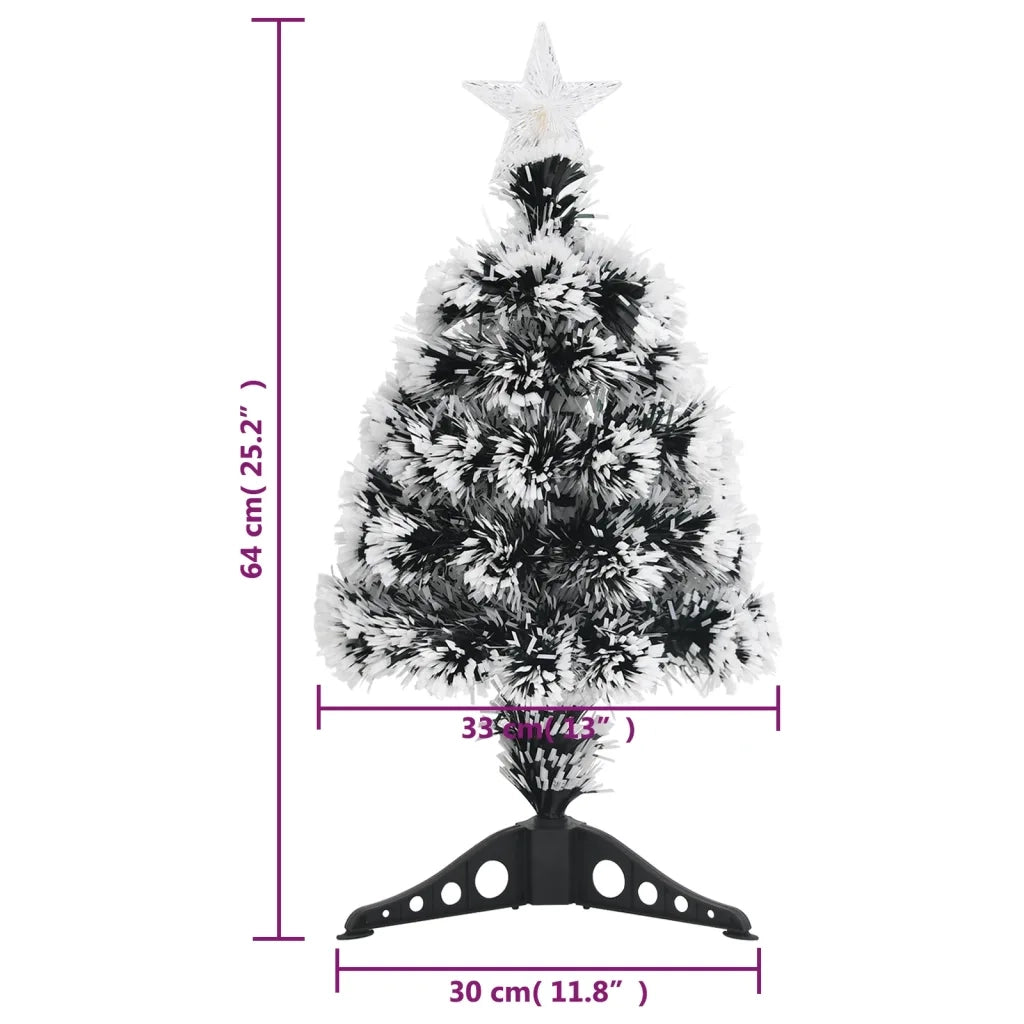 Albero di Natale Preilluminato-Decorazioni natalizie Verde e Bianco 64cm Fibra Ottica