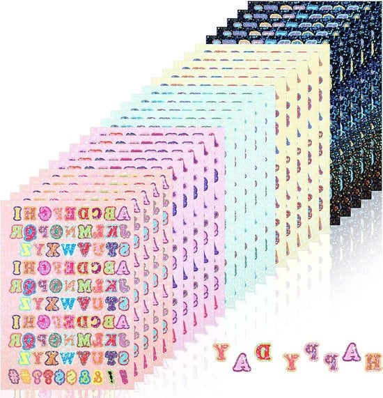 Lettere Autoadesive Stickers - Acqua Resistenti - Decorazioni per Scrapbooking - 15 Pacchi