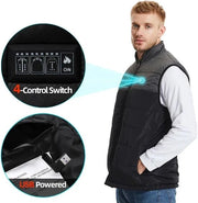 Giubbotto di riscaldamento - Giubbotto riscaldato con 15 zone - Giubbotto riscaldato elettrico per moto - Modello L - Grigio - Carica via USB - Riscaldamento elettrico per inverno