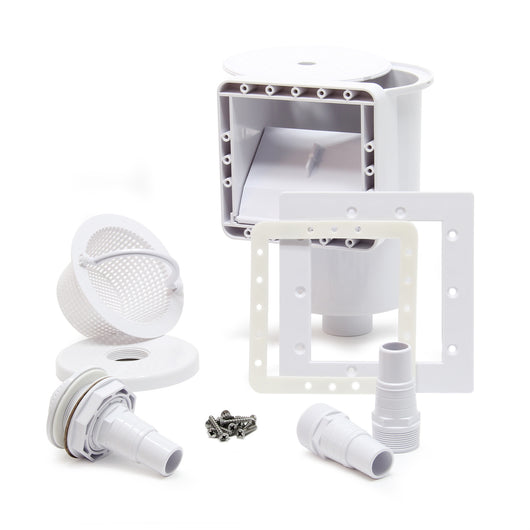 Set skimmer fisso con bocchetta d'aspirazione per piscine con cestello di raccolta