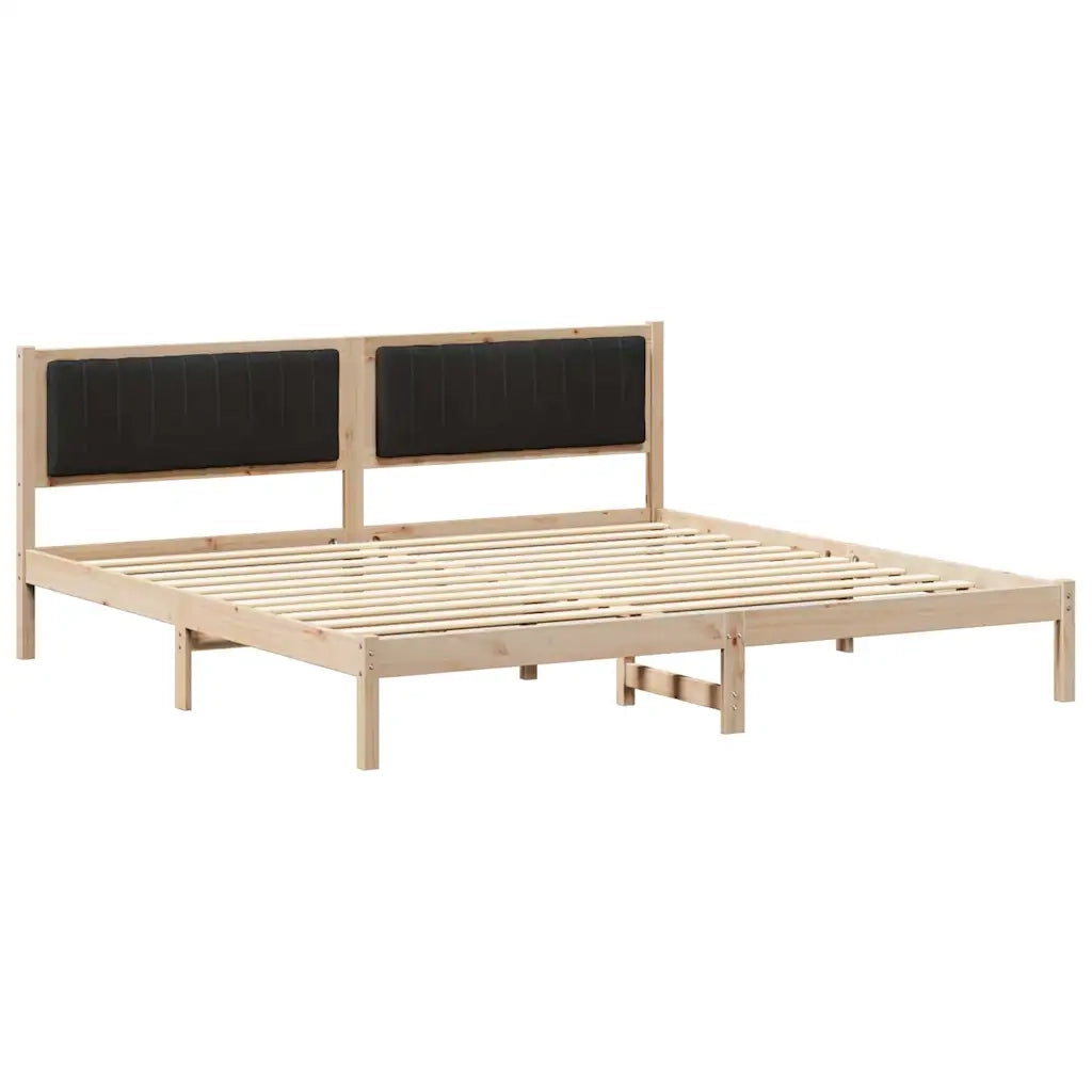 Struttura del letto-Giroletto Nero 200 x 200 cm Pino massello 929989