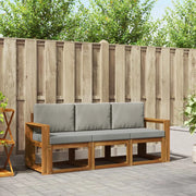Set di divani da esterno 3 pcs Grigio Naturale e Chiaro