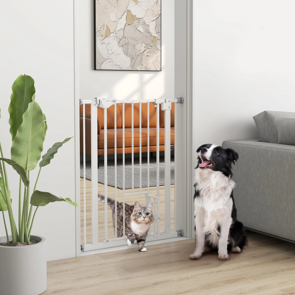 Cancelletto per Cani con Porta ¨C Zephmum ¨C Bianco 74-80x91.4cm