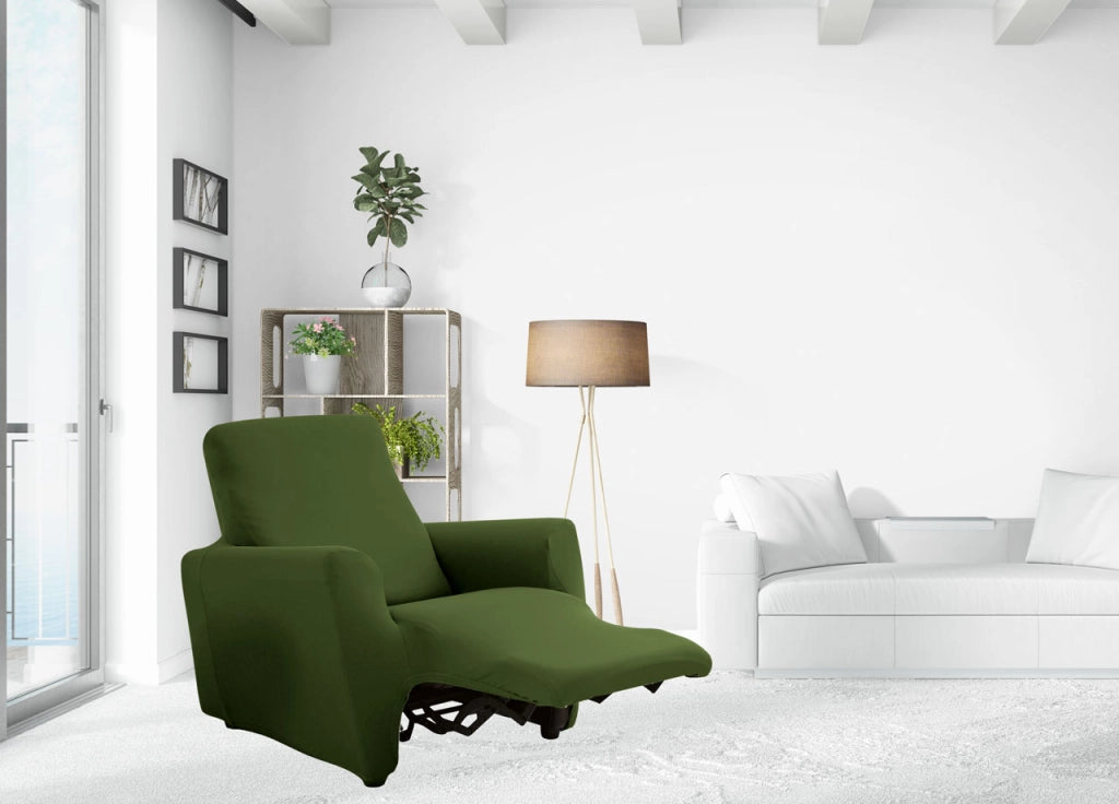 Copripoltrona Reclinabile Elasticizzato Antimacchia Magic Tinta Unita Verde Poltrona Relax Idrorepellente
