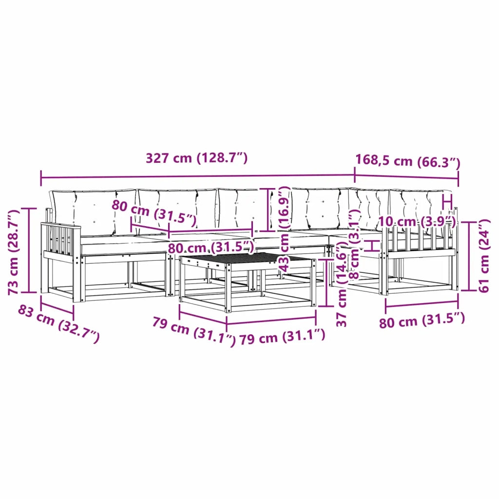 Set di divani da esterno 6 pz Bianco e Antracite Poliestere 3386476