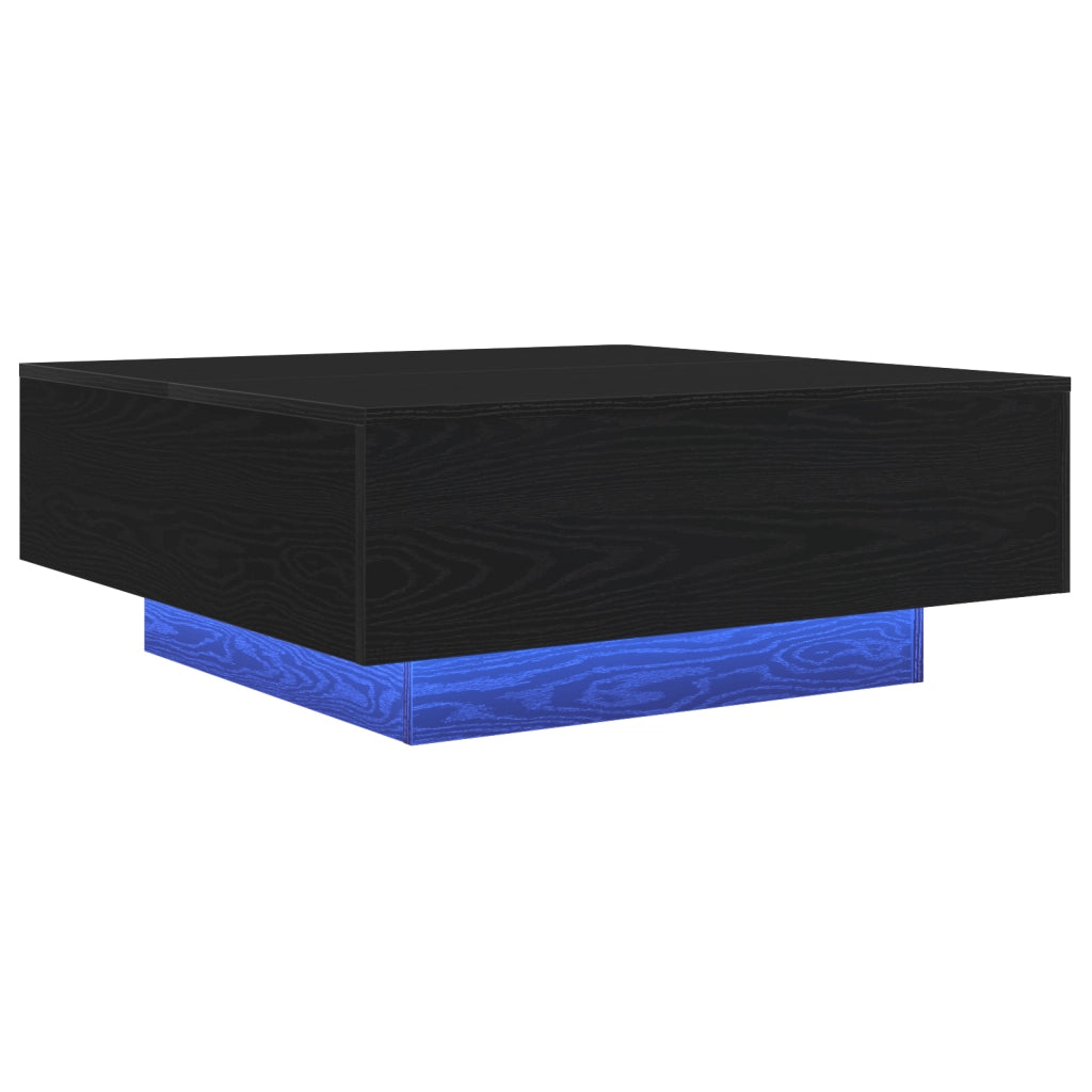 Tavolino da caffÃ¨  con luci LED Finitura in rovere nero 80x80x31 cm