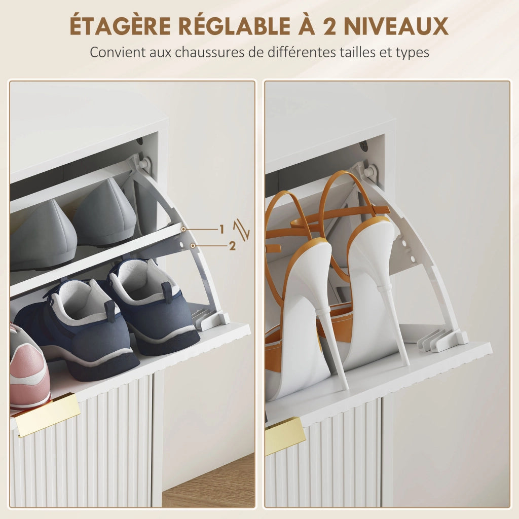 Scarpiera con cassetti e ripiani regolabili ¨C zephmum ¨C bianco 105x24x91,5 cm
