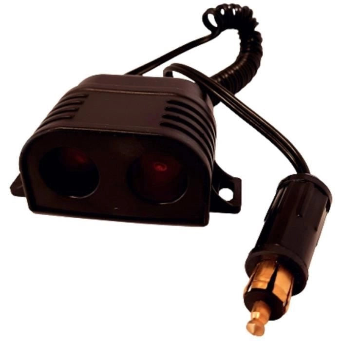 Doppia presa accendisigari 12/24V - HTC EQUIPMENT - Con fusibile da 10A