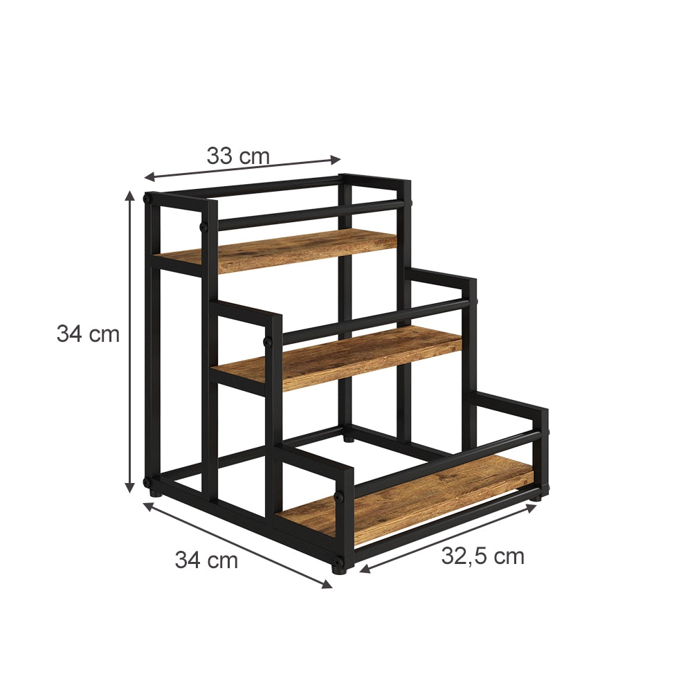 Vicco Scaffale per scale Rovere rustico 33 x 34 cm con 3 scomparti aperti