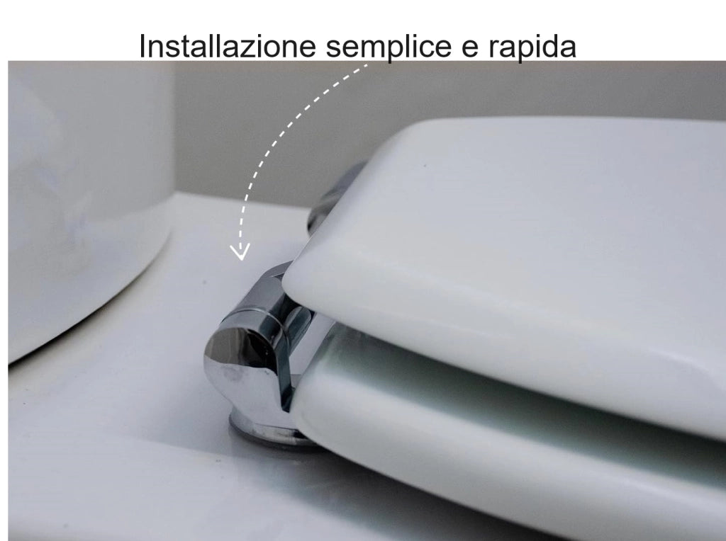Copri Water Sedile WC Universale MDF Cerniere Metalliche Soft Close Rallentato