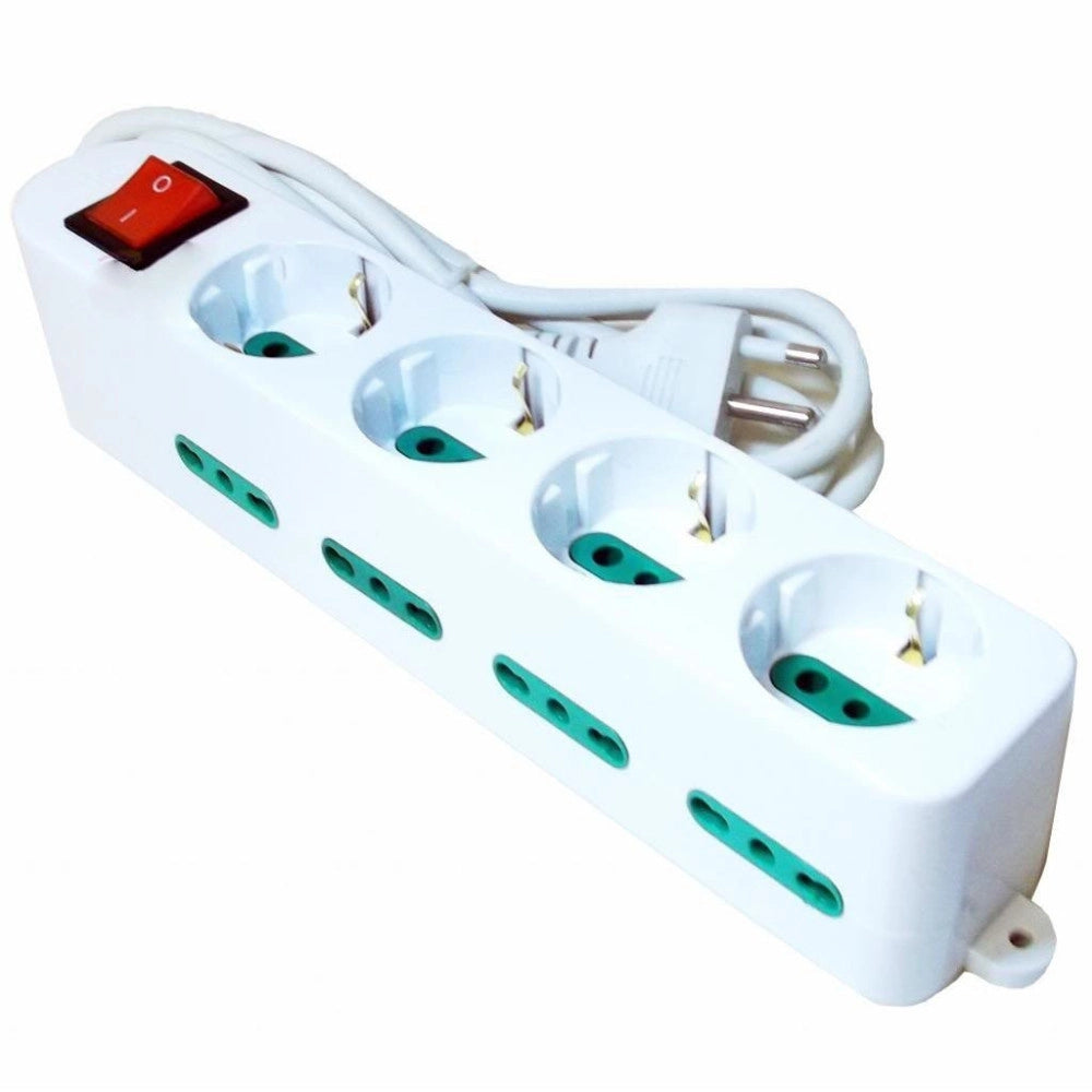 Trade Shop - Ciabatta Multipresa Elettrica 12 Posti 4 Schuko Presa Interruttore Sicurezza -
