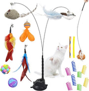 Giocattoli per gatti 22 pezzi - lenza per gatti con penne giocattolo per gatti - set di attività per gatti con topolino giocattolo per gatti - kit per gatti
