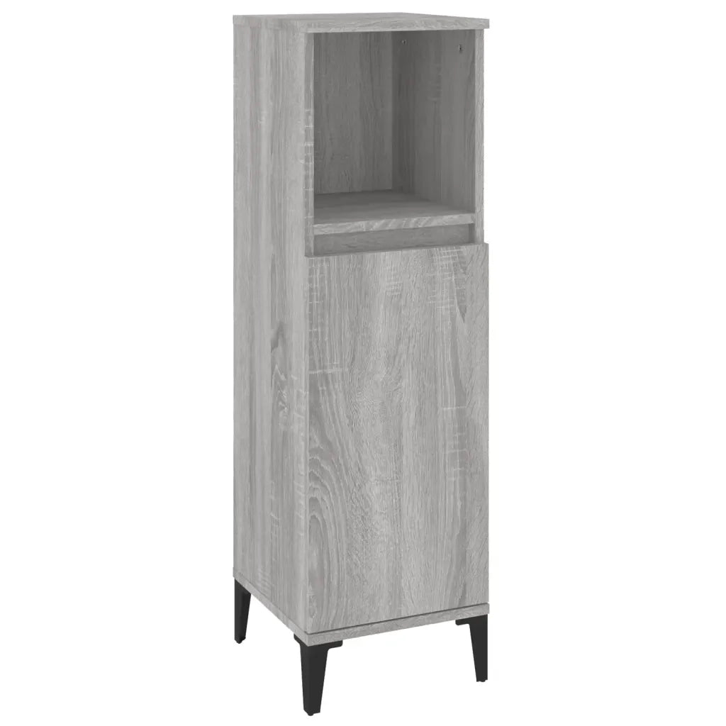 Set Mobili da Bagno 3 pz Grigio Sonoma in Legno Multistrato 3185595