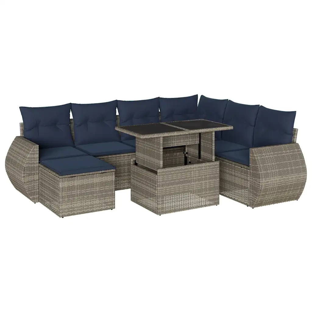 Set Divani da Giardino 8 pz con Cuscini Grigio in Polyrattan 3268701