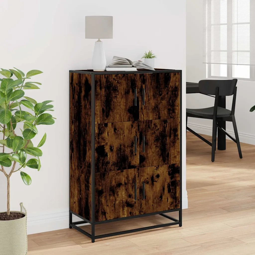 Credenza Rovere Fumo 68x35x106,5 cm Legno Multistrato Metallo 849071