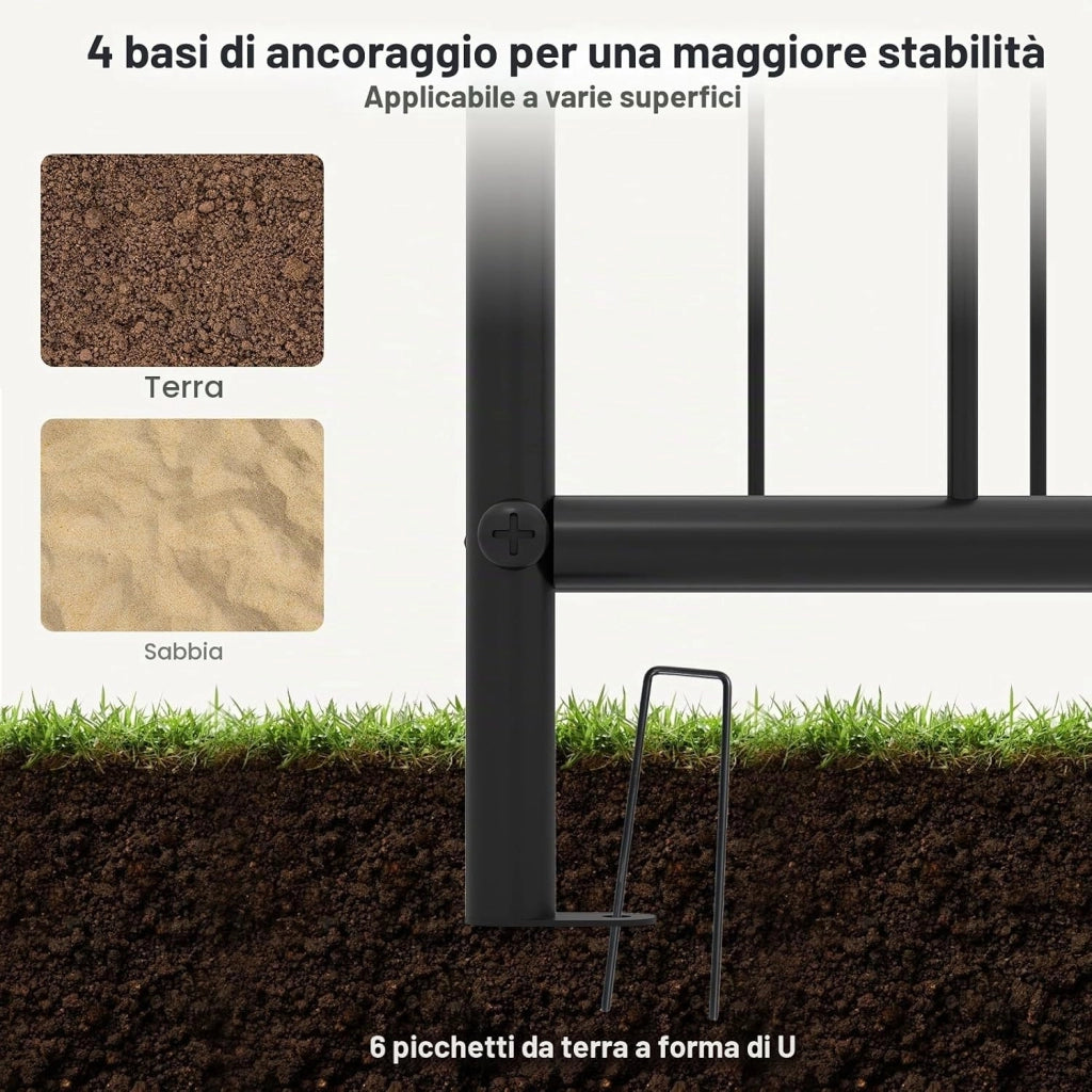 Arco da Giardino, Pergolato in Metallo con Fioriere Laterali, Arco da Esterno per Piante Rampicanti, Rose e Viti, Decorazione per Matrimonio e Festa, 198 x 49,5 x 221 cm