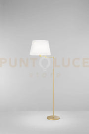 Piantana  Crane oro opaco paralume bianco in metallo 1 luce attacco E27