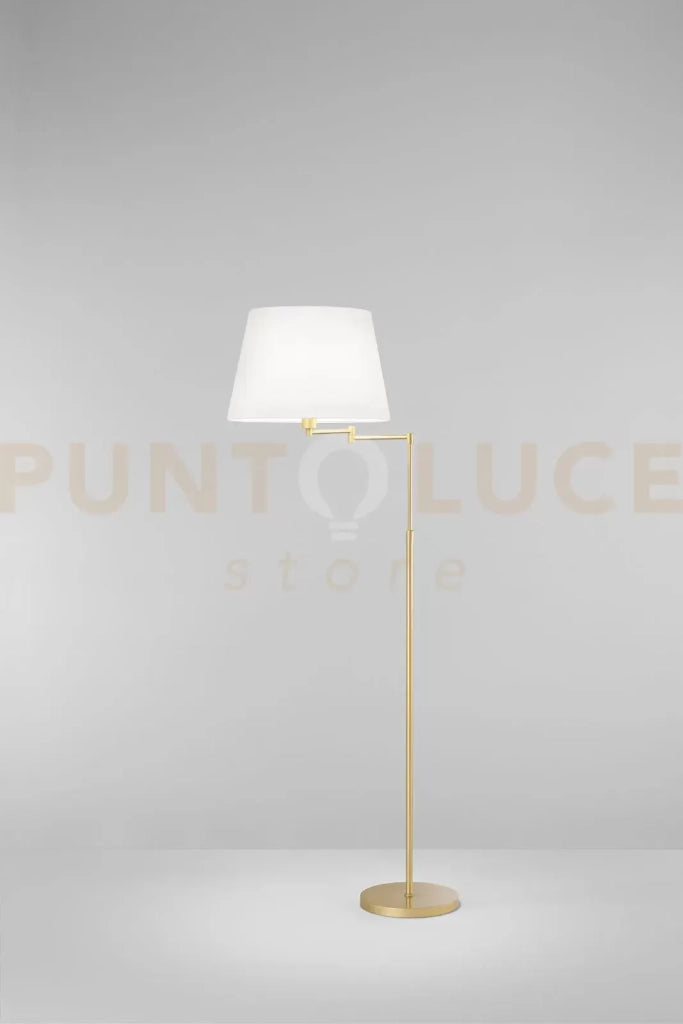 Piantana  Crane oro opaco paralume bianco in metallo 1 luce attacco E27