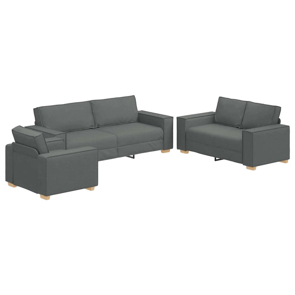 Divano 3 pcs Grigio scuro 220 x 80 x 84 cm Tessuto misto lino 3324610