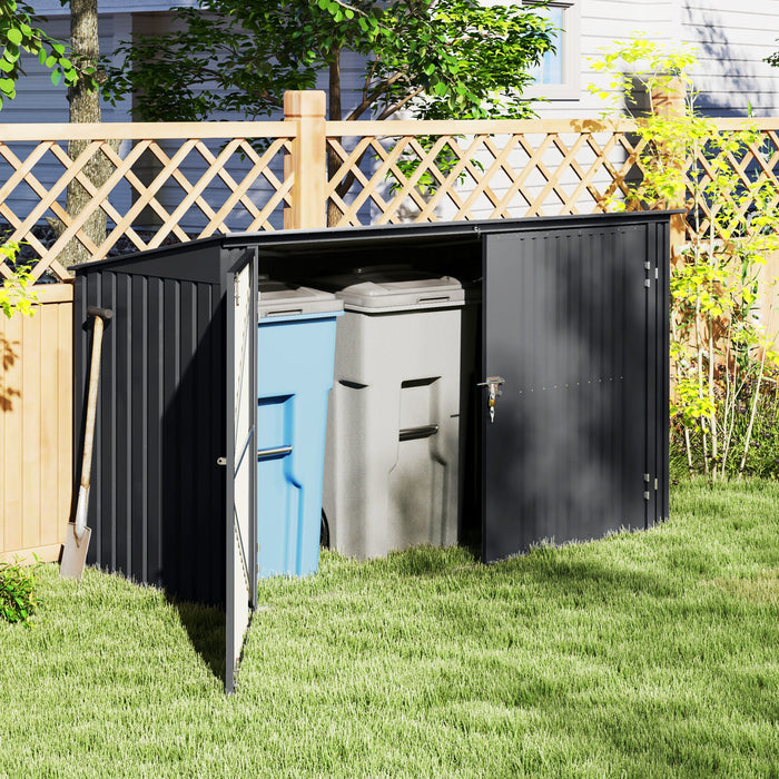 Copribidoni per 3 Cassonetti da 240L 233x105x118,5-133 cm con 2 Porte e Coperchio Grigio Scuro