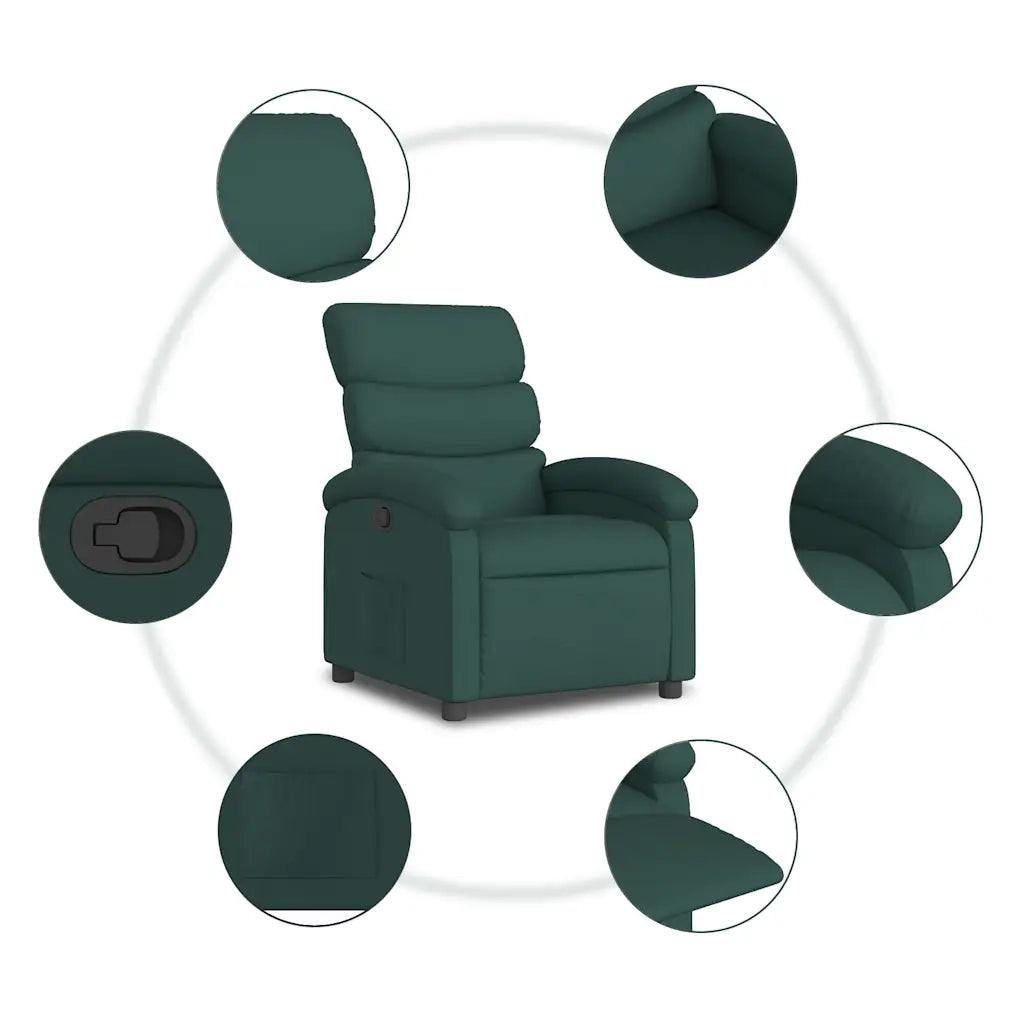 Divano Sedia-Poltrona Reclinabile in Tessuto Verde Scuro 949541