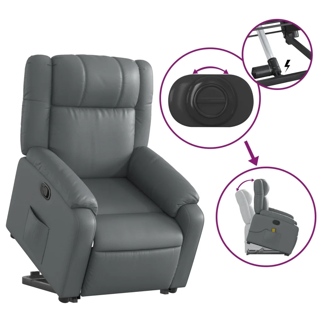 Poltrona Alzapersona Reclinabile Grigio in Similpelle 3205153